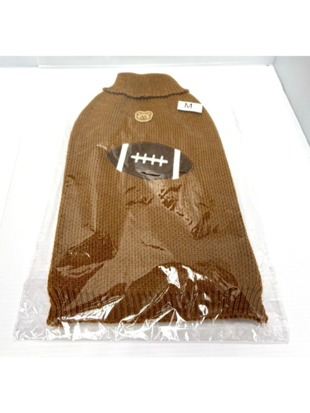 Football Dog Sweater Brown Size M Medium Knit Turtleneck Pet Clothes Clothes New